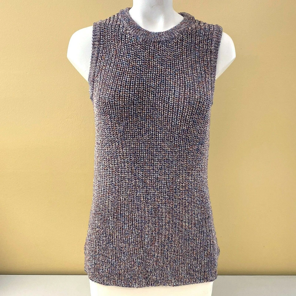 Ella Moss Ladies Ribbed Sweater Tank Sleeveless Blue Indigo Size XXL