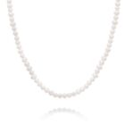 Freshwater Pearl Necklace in 925 Sterling Silver Irregular Round Shape Handmade