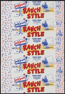 Vintage bread wrapper JACK and JEANS RANCH STYLE cowboys 1951 Harts Bakery Idaho - Picture 1 of 2