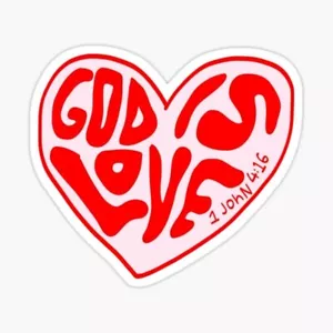 god is love heart Die Cut Sticker - Jesus Christ Christian Religious God - Picture 1 of 1