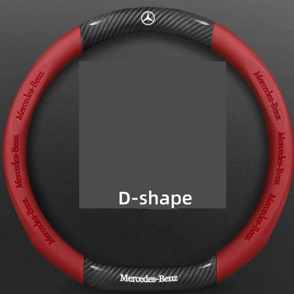 15'' D-Shape For Mercedes-Benz Car Steering Wheel Cover Universal Wine Red NEW - Изображение 1 из 1