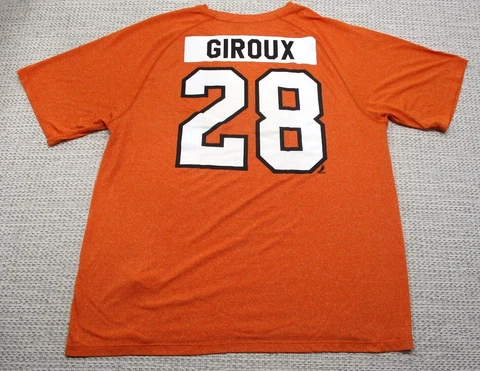 Philadelphia Flyers Shirt Mens Large Claude Giroux Jersey #28 NHL Reebok Orange Cover