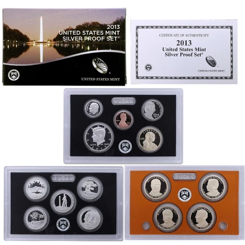 2013 S Proof Set Original Box & COA 14 Coins 90% Silver Cover