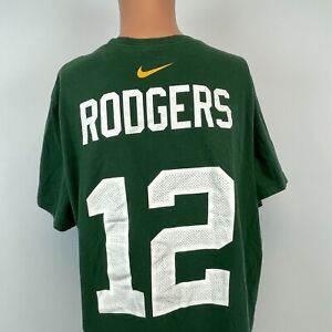 Nike Aaron Rodgers Green Bay Packers Jersey T Shirt NFL Football Green XL