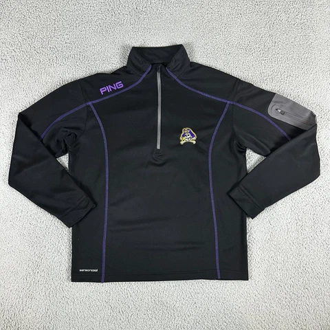 East Carolina Pirates Sweatshirt Mens Medium Black Long Sleeve 1/4 Zip Ping Cover