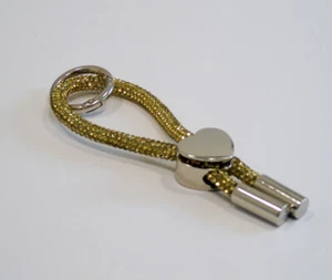 SCHLÜSSELBAND JONQUIL/ Champagner mit HERZ Silber/Rhinestone Rope/Glitzerkordel - Picture 1 of 4
