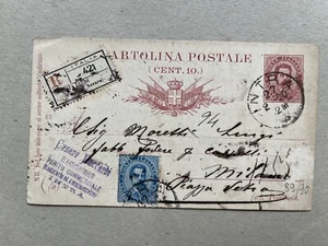 C) Intero postale C5 mill 89 + 25c Umb I Raccomandato Intra 1900 - Bild 1 von 2