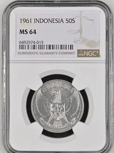 INDONESIA 50 Sen 1961, NGC MS64 Choice UNC Blast White Full Luster. I1 - Picture 1 of 2