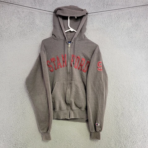 Stanford Cardinal Jacket Mens S Small Dark Gray Champion Full Zip Hooded Cover