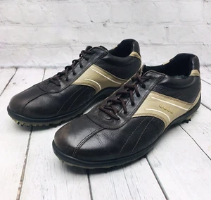 Ecco Men's Hydromax Golf Shoes Size EU 42 US 8-8.5 Brown Leather Soft Spikes - Picture 1 of 12
