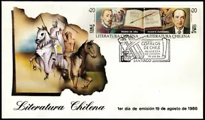 Chile 1986 FDC Mi 1143 -1144 Chilean Literature Pedro de Oña Vicente Huidobro - Picture 1 of 1