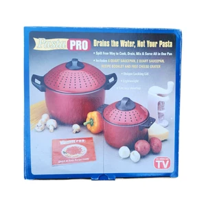 Pasta Pro Cook Drain & Serve As Seen On TV 2 Quart & 6 Quart Saucepan Set NIB - Picture 1 of 8