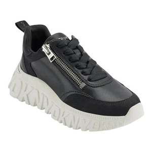 Tenis para mujer DKNY Lakelyn con plataforma y cremallera de cuero negros talla 8 - Imagen 1 de 5