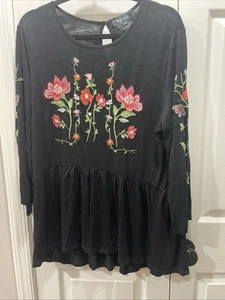 Damen Top Twyla blau bestickt Boho schwarz Größe XL - Bild 1 von 13