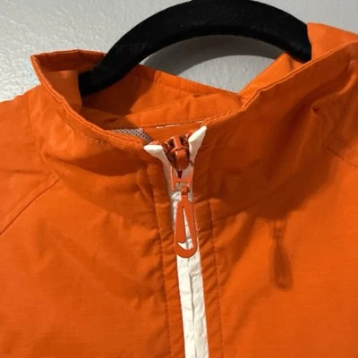 Chaqueta cortavientos vintage Nike años 90 L cremallera completa bloques de color naranja gris blanco Swoosh Foto 1 de 4