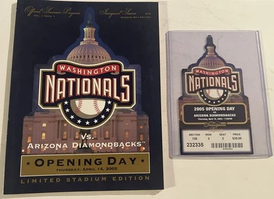 2005 WASHINGTON Nationals OPENING DAY Program 4/14/05 vs ARIZONA With TICKET - Image 1 of 4