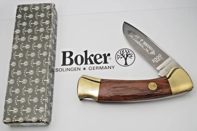 Cuchillo vintage BOKER SOLINGEN Lockback asas de madera acero inoxidable 440C COMO NUEVO con caja Foto 1 de 4