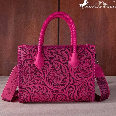 MW1267-8120SPK Montana West Embossed Floral Tote/Crossbody - Image 1 of 4