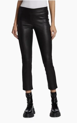 Pantalones al tobillo ajustados de cuero Vince Lamb en marrón oscuro Foto 1 de 4