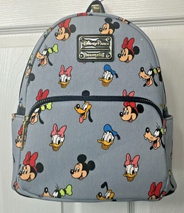 !New Disney Parks Loungefly Mickey Denim Mini Backpack Donald, Minnie, Goofy - Picture 1 of 3