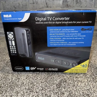 Caja convertidora de TV digital a analógica RCA DTA800B1 sintonizador de DTV caja abierta Foto 1 de 4