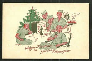 KNIL Navidad Año Nuevo Postal Soldados Radio Indonesia 1947-48 - Imagen 1 de 1