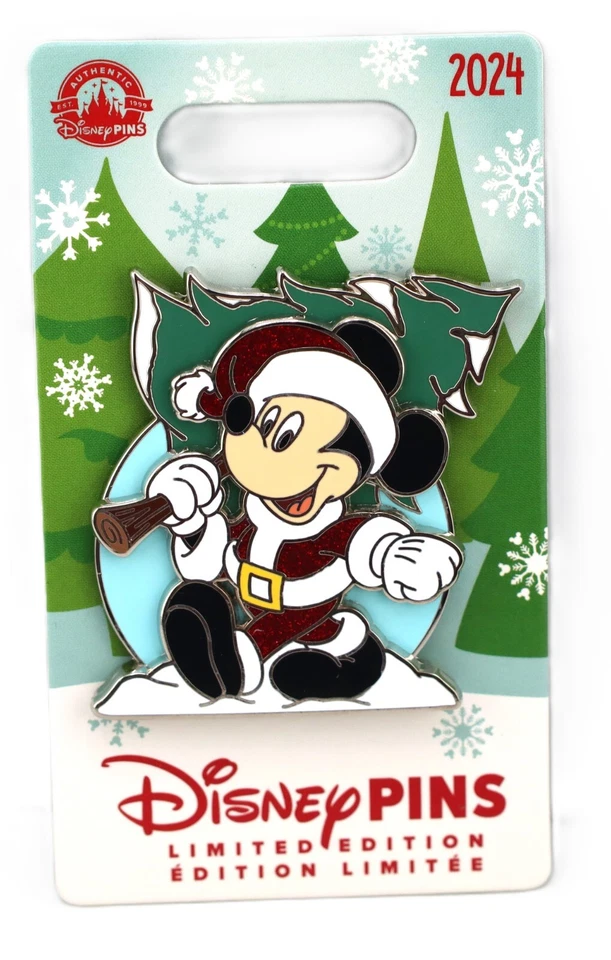 Заколка Disney Santa Mickey Carrying a Christmas Tree — Mickey Family Christmas LE - Изображение 1 из 1