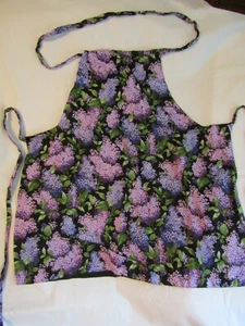 Childs Bib Apron Blue Purple Lilacs Print Retro Vintage Kitchen Full AP191 - Picture 1 of 9