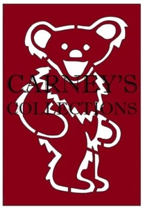 5.5"x8" Red or Clear Plastic Stencil, Grateful Dead Dancing Bear 5 (SA1369)***** - Picture 1 of 5