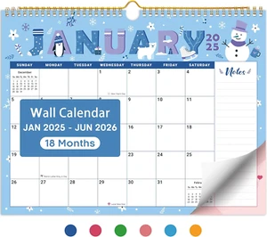 18-Month Wall Calendar 2025-2026 – Large Monthly Planner with Twin-Wire Binding - Picture 1 of 8