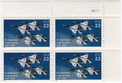 Scott #3167 U.S. Air Force (Thunderbirds) Plate Block of 4 Stamps - MNH - Image 1 of 2