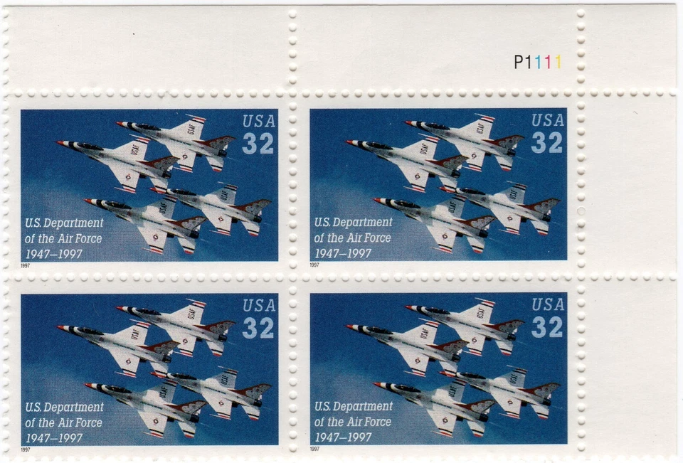 Scott #3167 U.S. Air Force (Thunderbirds) Plate Block of 4 Stamps - MNH - Image 1 of 2