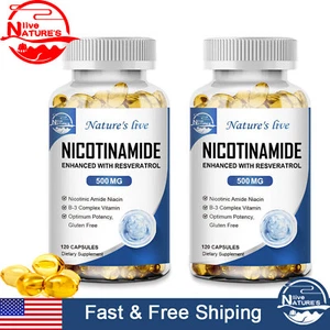 Nicotinamide Resveratrol 500MG, Anti-aging NAD Supplement 120Capsules X 2Bottles - Picture 1 of 10