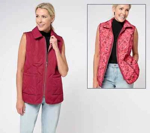 Isaac Mizrahi Live! Gilet reversibile rosso sangria taglia XL A516291 - Foto 1 di 2