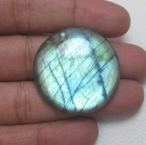 Natural Labradorite Cabochon Round 77.00 Ct Flat back Loose Gemstone H 8585 - Picture 1 of 5