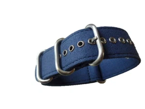 Watch strap 22 mm blue strap canvas Zulu round ring stainless steel matte - Picture 1 of 5