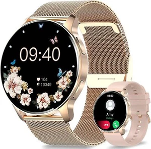 Damen Smartwatch Fitness Tracker mit Telefonfunktion, Blutdruckmessung Puls - Bild 1 von 24
