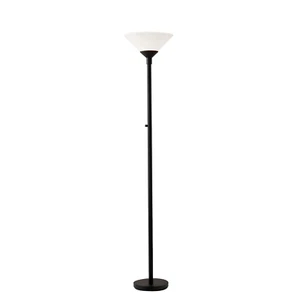73" Black Torchiere Floor Lamp With White Cone Shade - Picture 1 of 5
