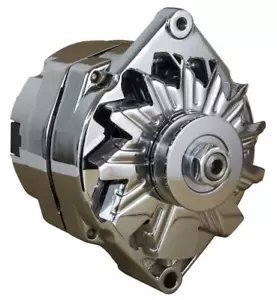 New Chrome Street Rod Gm High Output Alternator Fits 1-One Wire Self Energizing - Picture 1 of 2