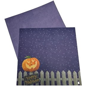 K & Company 12x12 Happy Halloween Pumpkin with Purple Card Stock Scrapbook Paper - Picture 1 of 2