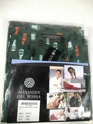 Alexander Del Rossa Mens Button Down Pajama Set Beer Mugs Bottles Green 2XL - Image 1 of 4
