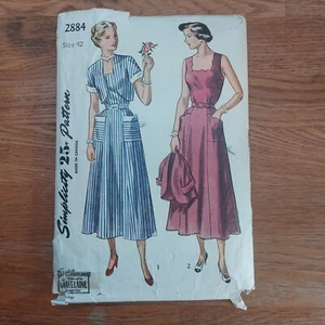 Vintage 1940's Simplicity 2884 New Look Style Sun Dress and Bolero Sz 42 - Picture 1 of 4