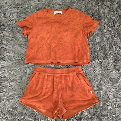 Araminta James Mujer Terry Lounge Set Camisa + Pantalones Cortos Talla 14 Naranja Óxido 106645 Foto 1 de 4