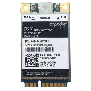 Tarjeta de banda ancha móvil inalámbrica Dell DW5804 4G LTE/WWAN 01YH12 E371 PCI-E 3G/4G - Imagen 1 de 1