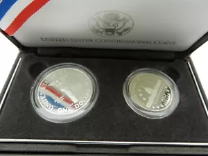 1789-1989 U.S. Congressional 2 Coin Set, Silver Proof Dollar, Clad Half, No COA - Picture 1 of 8