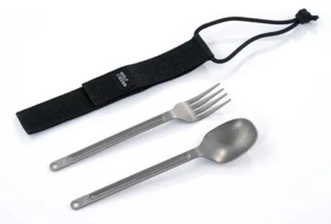 WOLF GRIZZLY Titanium Cutlery, Lightweight Fork and Spoon, Cutlery Set with Case - Picture 1 of 10