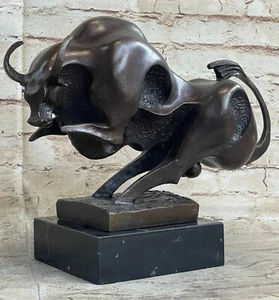 Bronze Sculpture Statue Large Miguel Lopez Abstract Modern Bull Figurine Art - Picture 1 of 10