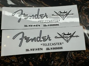 2Pcs FENDER TELECASTER Custom Shop Guitar Bass Vinyl UV Headstock Decals Sticker - Picture 1 of 6