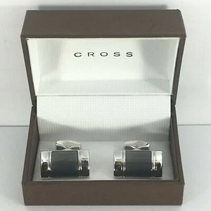 CROSS APOGEE SMOKE COLOR RHODIUM PLATED CUFFLINKS (#AC162-3) $75.00 in Gift box - Picture 1 of 9
