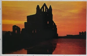 VINTAGE POSTCARD WHITBY ABBEY AT SUNSET - Picture 1 of 2